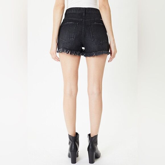 KanCan Wayne black raw hem high rise distressed shorts  11/29 NWT - Picture 4 of 10